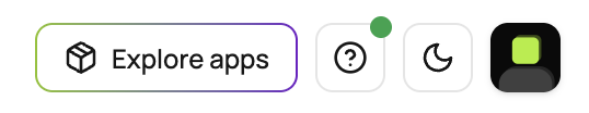 The Explore apps button in the top-right of the Helix header, beside the help, theme, and profile buttons